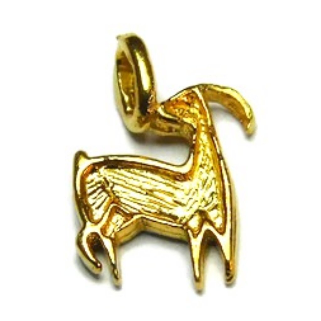 14k Yellow Gold Zodiac Capricorn Charm Pendant